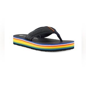 NWT in BOX - Tory Burch 70’s flat form flip flops Size 8 - Perfect Navy